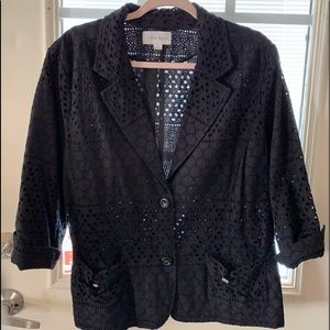 Erin London Blk Eyelet lined Jacket, Snap ClosureW/Buttons, Pockets Like New